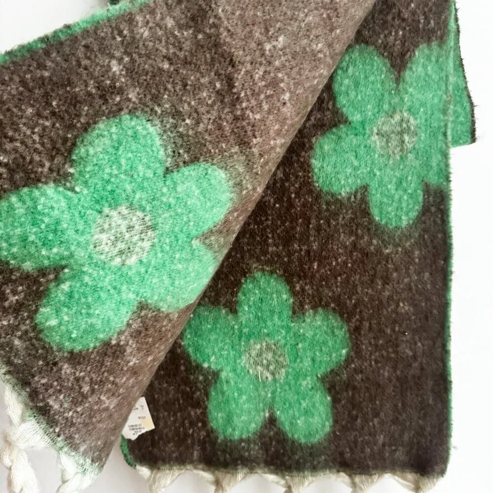 Green Floral Cozy Reversible Large Massive Scarf